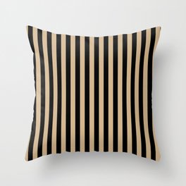 Tan Brown and Black Vertical Stripes Throw Pillow