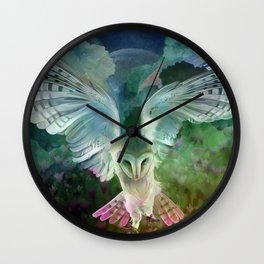 "Owl flight and spring night" Wall Clock