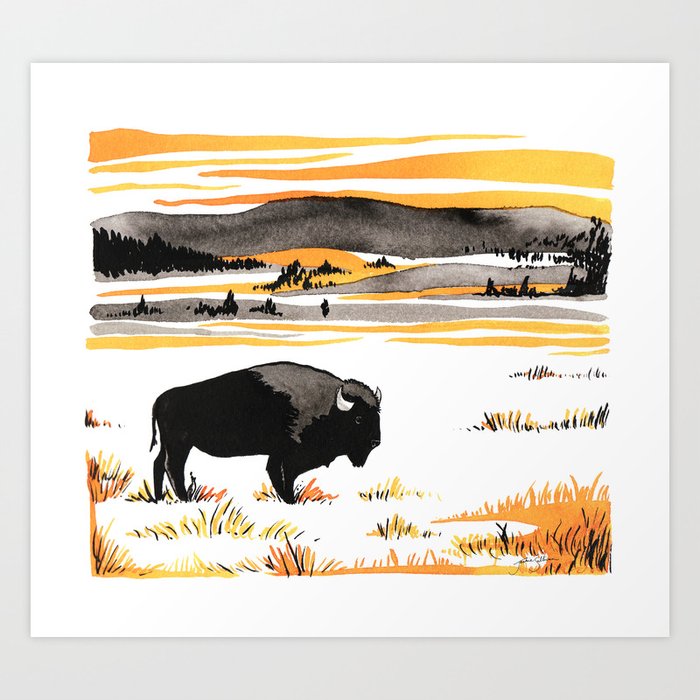 Yellowstone Bison Art Print
