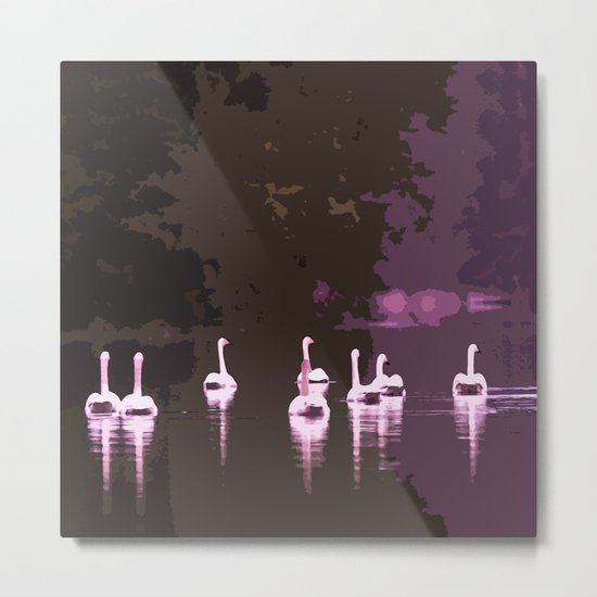 Beautiful reflection in the lake surface - shades of light pink to dark Metal Print