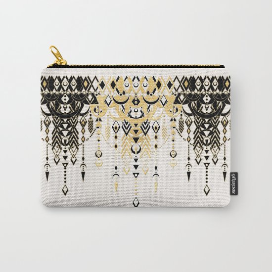 Modern Deco in Black and Cream Carry-All Pouch