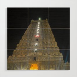 Tiruvannamalai temple tower at night Wood Wall Art