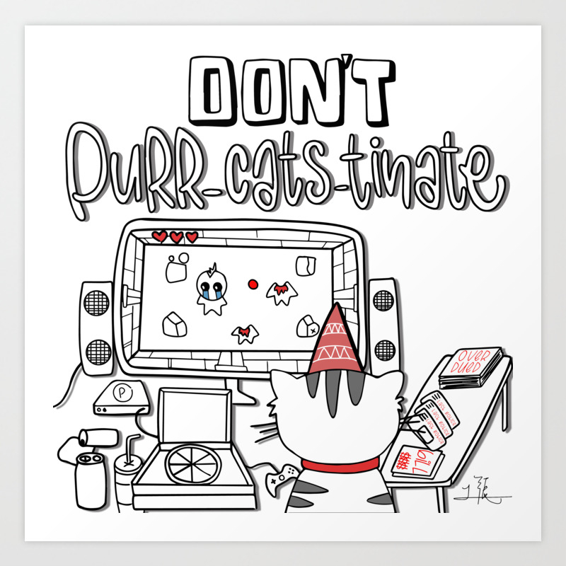Don T Purr Cats Tinate Cat Procrastination Pun Art Print By