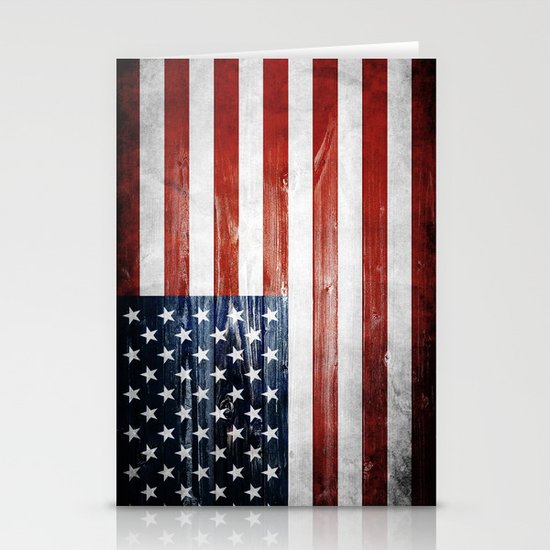 American Wooden Flag Stationery Cards