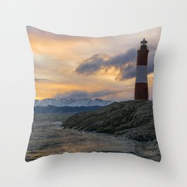 Argentina Photography - Sunset Over The Ocean And The Lighthouse Throw Pillow