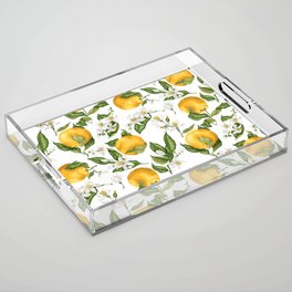 Citrus OrangeTree Branches with Flowers and Fruits Acrylic Tray