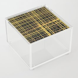 Yellow And Brown Check Optical illusion Pattern Acrylic Box