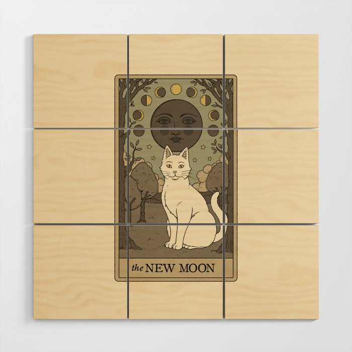 The New Moon Cat Wood Wall Art