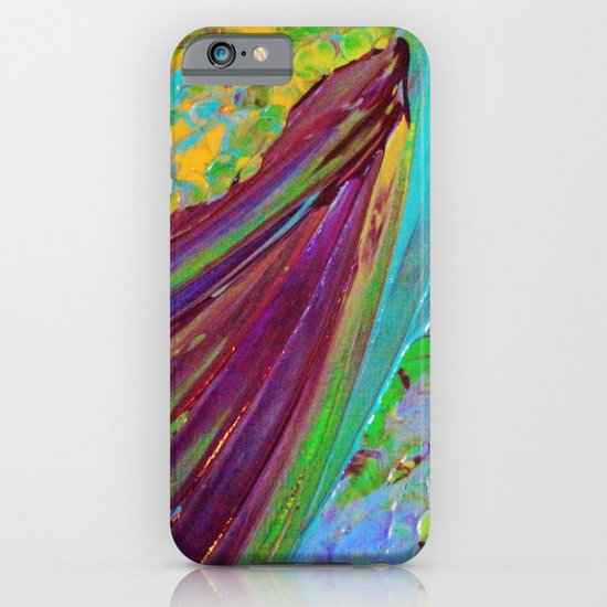 COLOR CHAOS Wild Vibrant Colorful Abstract Acrylic Painting Lime Green Plum Purple Gift Art Decor iPhone & iPod Case