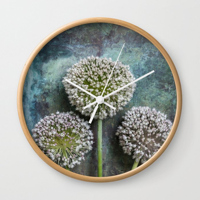 Three Allium Flowers Wall Clock