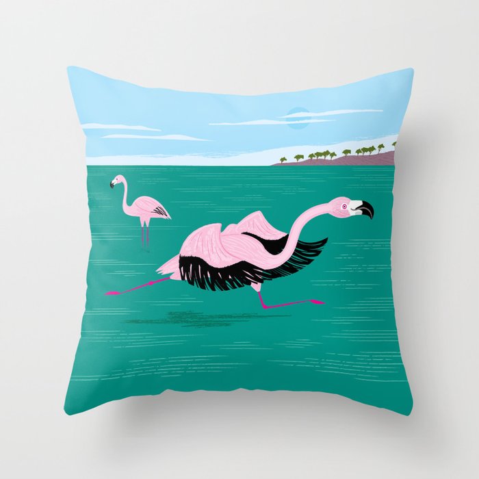 Go Flamingo Go Throw Pillow