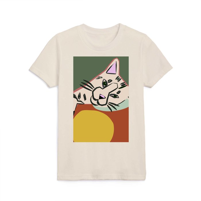 Mid Century Cat with Ball Kids T Shirt