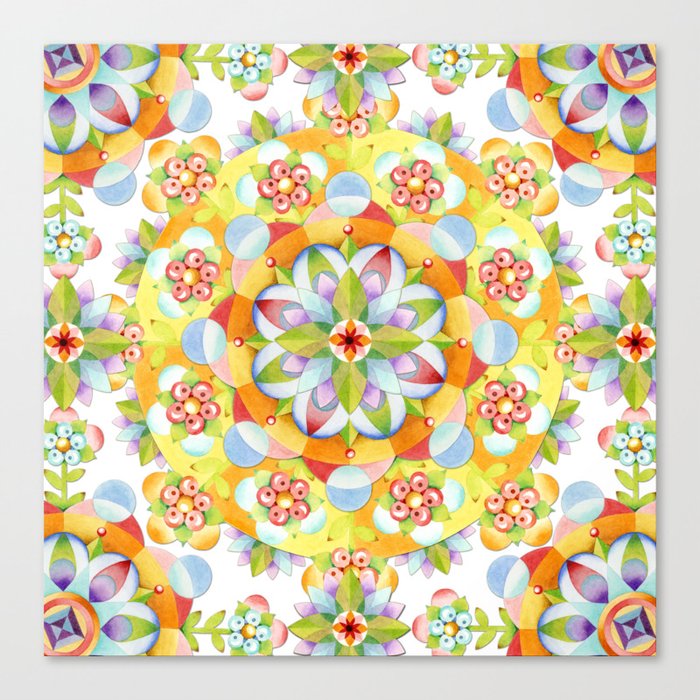 Flower Garden Mandala Canvas Print