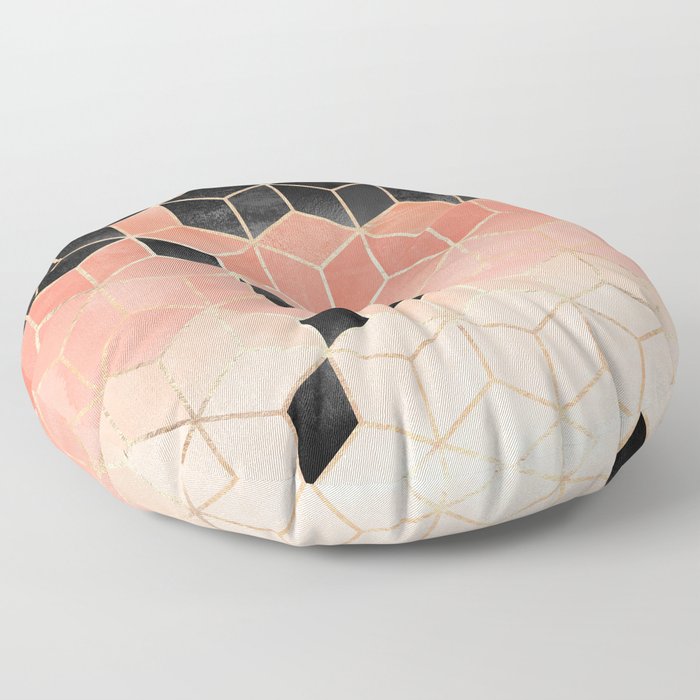 Black And Coral Cubes Floor Pillow