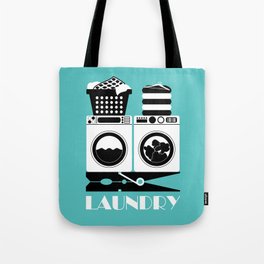 Retro Laundry Sign - Turquoise, Black and White Tote Bag