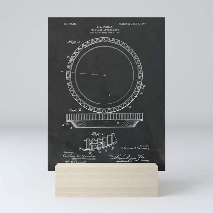 Vintage Kitchen Pie Plate Patent 1905 Baking Baker Mini Art Print