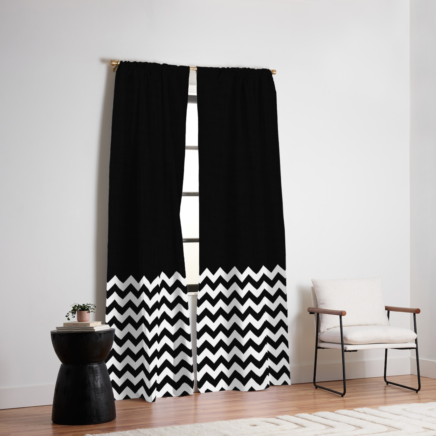 Black Chevron Black White Blackout Curtain By 10813apparel