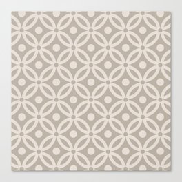 Pretty Intertwined Ring and Dot Pattern 628 Beige and Linen White Canvas Print