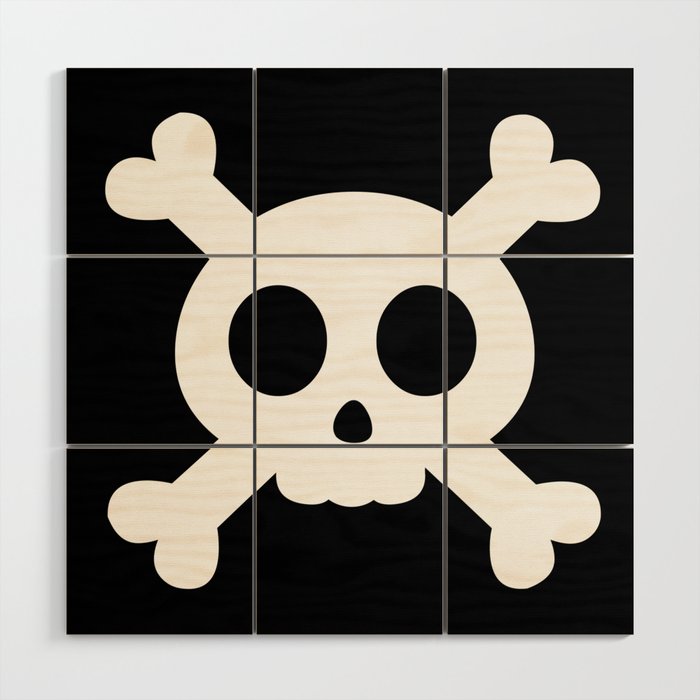 Black Pirate Flag Skull Wood Wall Art