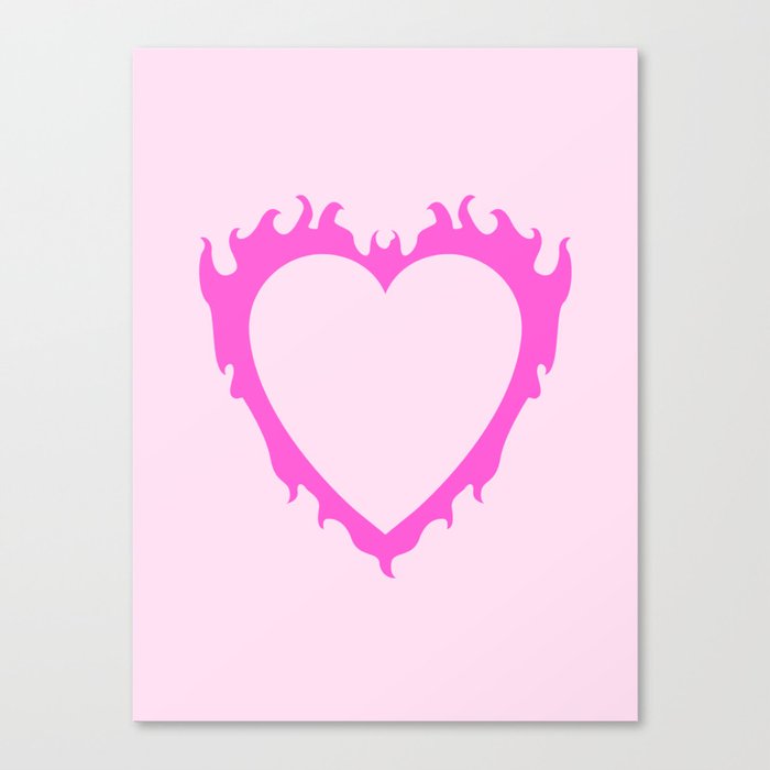 Pink Flame Heart Canvas Print
