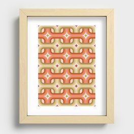 Retro squares pattern natural colors  Recessed Framed Print