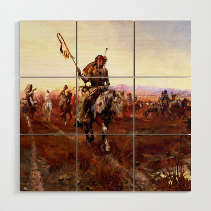 “The Medicine Man” by Charles M Russell Wood Wall Art