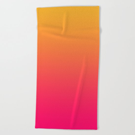 Hot Pink / Golden Heart Gradient Colors Beach Towel