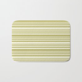 [ Thumbnail: Beige & Dark Khaki Colored Lined/Striped Pattern Bath Mat ]