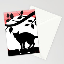 Cute Cat In the moon light Stationery Cards