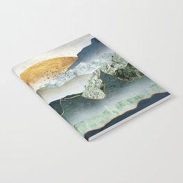 The green golden mountains by sunset Notebook