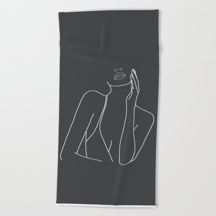 Minimal Line Art of a Woman Beach Towel
