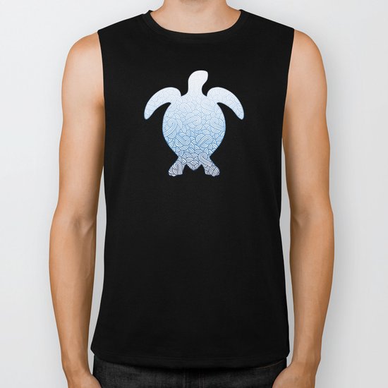 Gradient blue and white swirls doodles Biker Tank