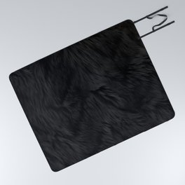 Black Fur Faux Fur Animal Print Picnic Blanket