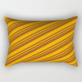 [ Thumbnail: Brown and Orange Colored Striped/Lined Pattern Rectangular Pillow ]