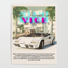 Cars and Classics - White comet of Miami Poster