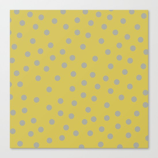 Simply Dots Retro Gray on Mod Yellow Canvas Print