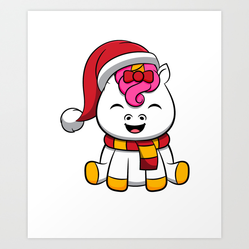 Cute Christmas Unicorn Laughing Xmas Cap Kids Gift Art Print By Xxsaibotxx Society6