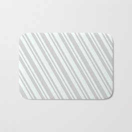 [ Thumbnail: Mint Cream and Light Gray Colored Stripes/Lines Pattern Bath Mat ]
