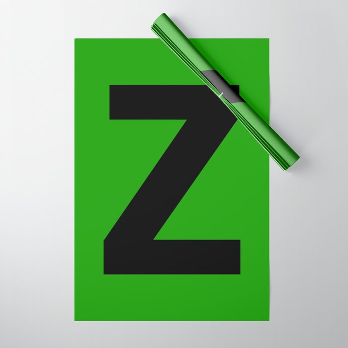 Letter Z (Black & Green) Wrapping Paper