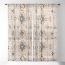 Traditional Vintage Moroccan Rug Style Sheer Curtain