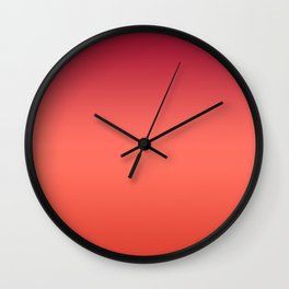 Living Coral Fiesta Jester Red Gradient Ombre Pattern Wall Clock