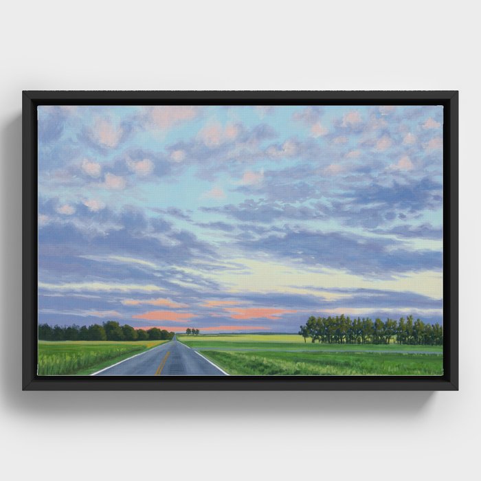 Pink, Purple, and Green Spring Evening Framed Canvas