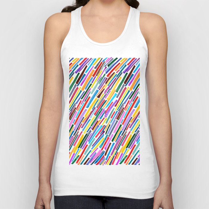 Colorful Diagonal Slash Stripes Pattern Tank Top