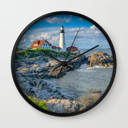 Ocean Beach New England Lighthouse Portland Landscape Wall Clock