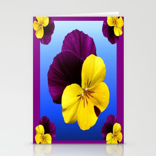 Decorative Shaded Blur Yellow-Purple Violas Art Stationery Cards
