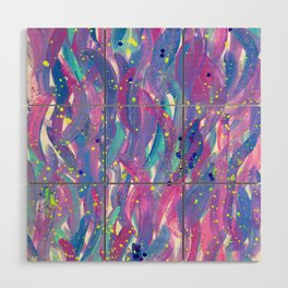 Colorful Mermaid Brushstrokes with Neon and Glitter Wood Wall Art