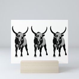 Bulls op art Mini Art Print