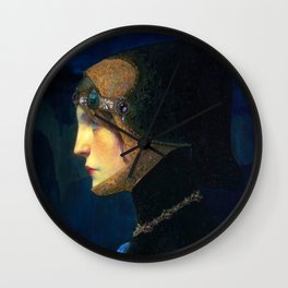 Head of a Lady in Medieval Costume by Lucien Victor Guirand de Scevola (c.1900) Wall Clock