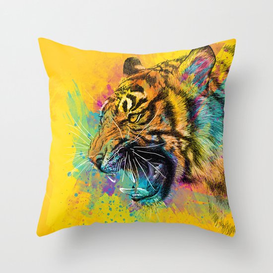 Angry Tiger Throw Pillow