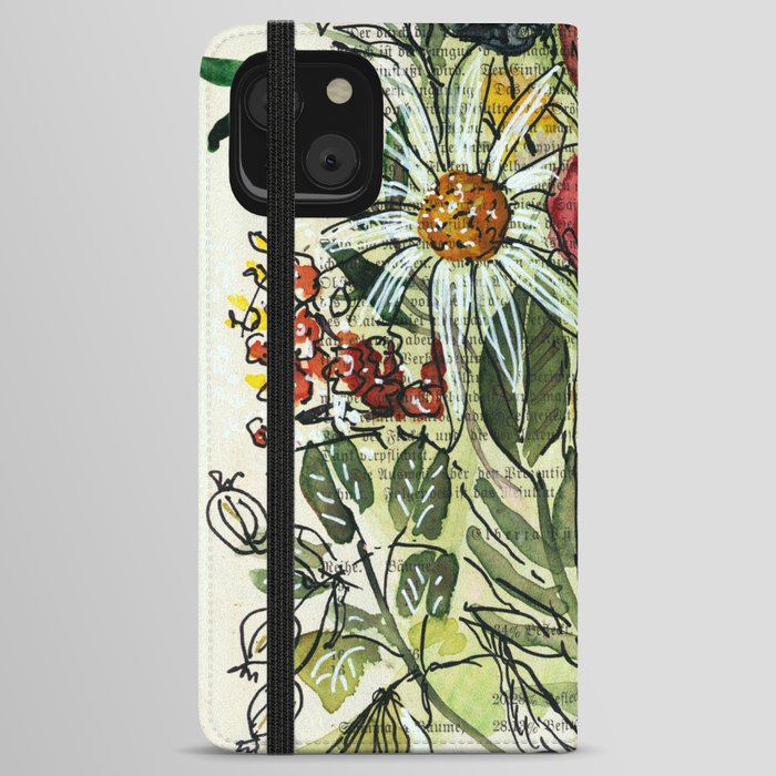 Freestyle flower  - modern painting iPhone Wallet Case